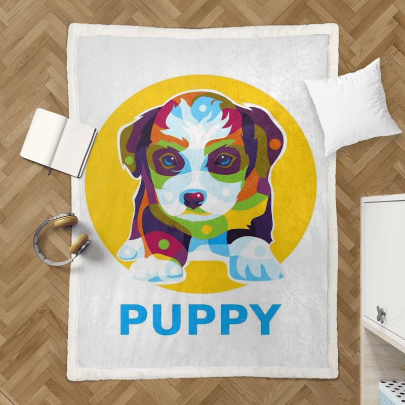 Little Puppy Dog Pop Art – Animal And Pet Sherpa Fleece Blanket