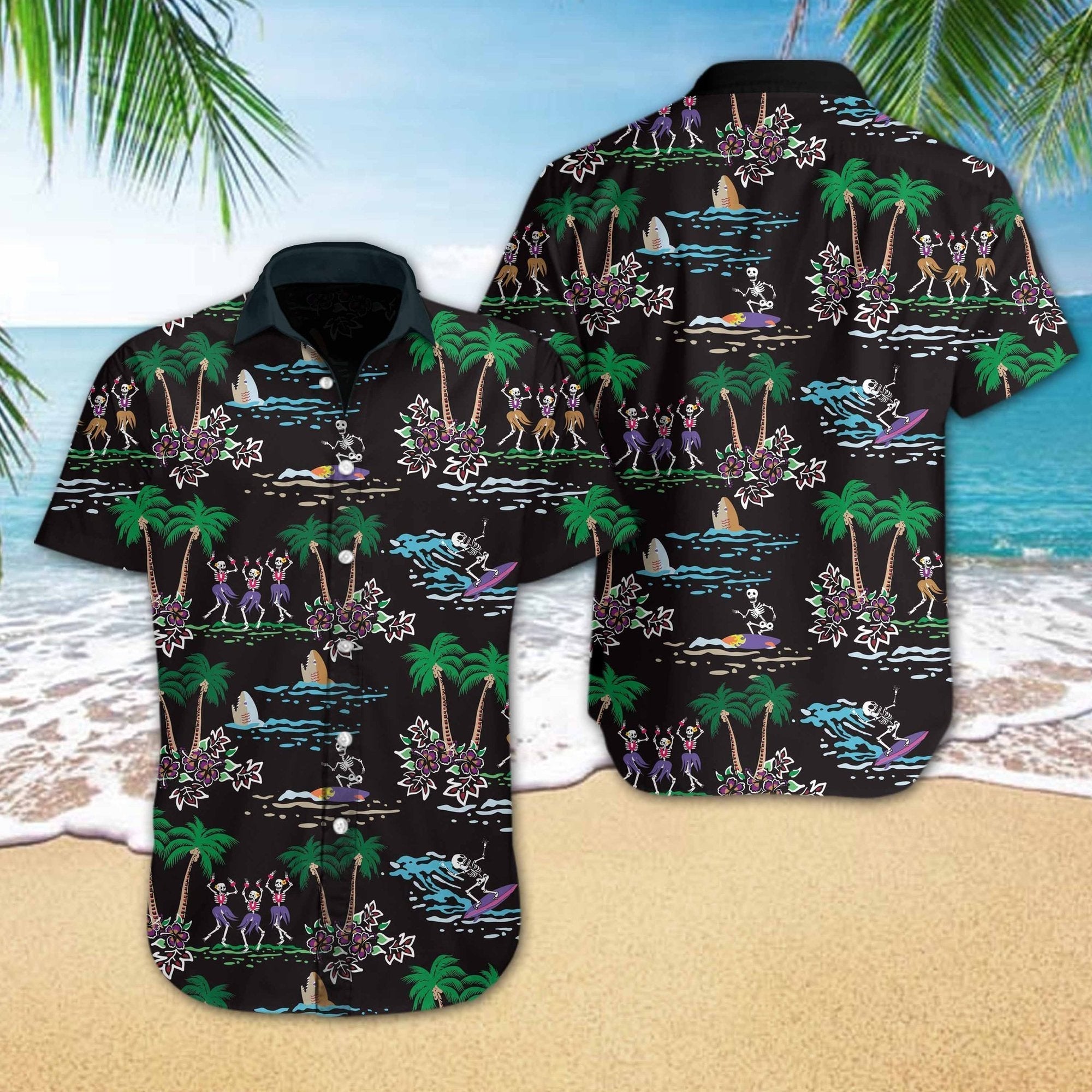 Skeleton Beach Halloween Hawaii Shirt For Men Women Adult Ha48259