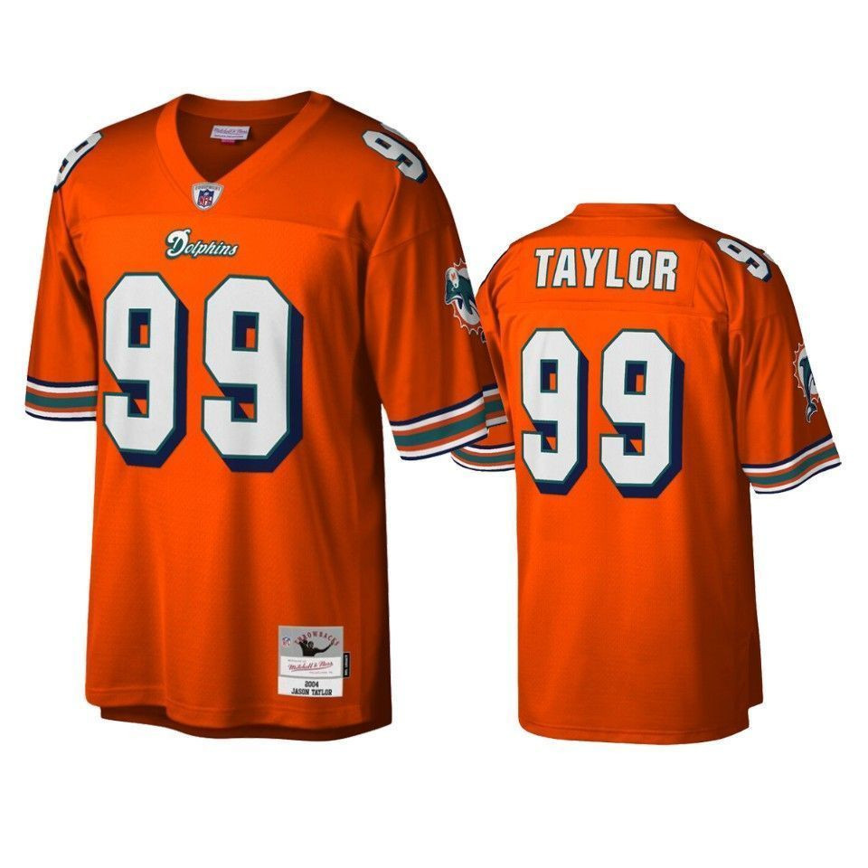 Miami Dolphins Jason Taylor Orange Legacy Replica 3D Jersey