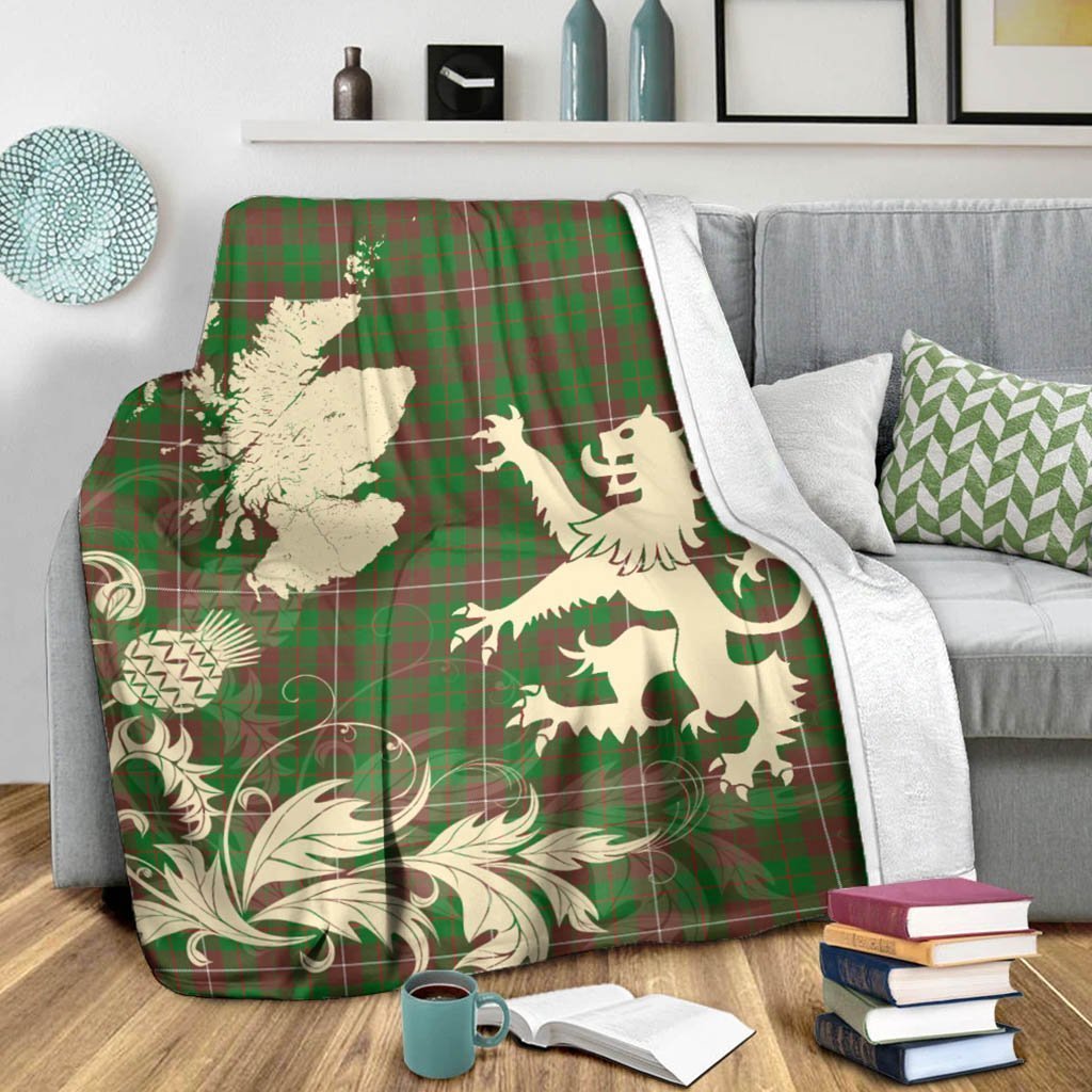 Tartan Blanket Mackinnon Hunting Modern Tartan Scotland Lion Thistle Map Plaid Blanket