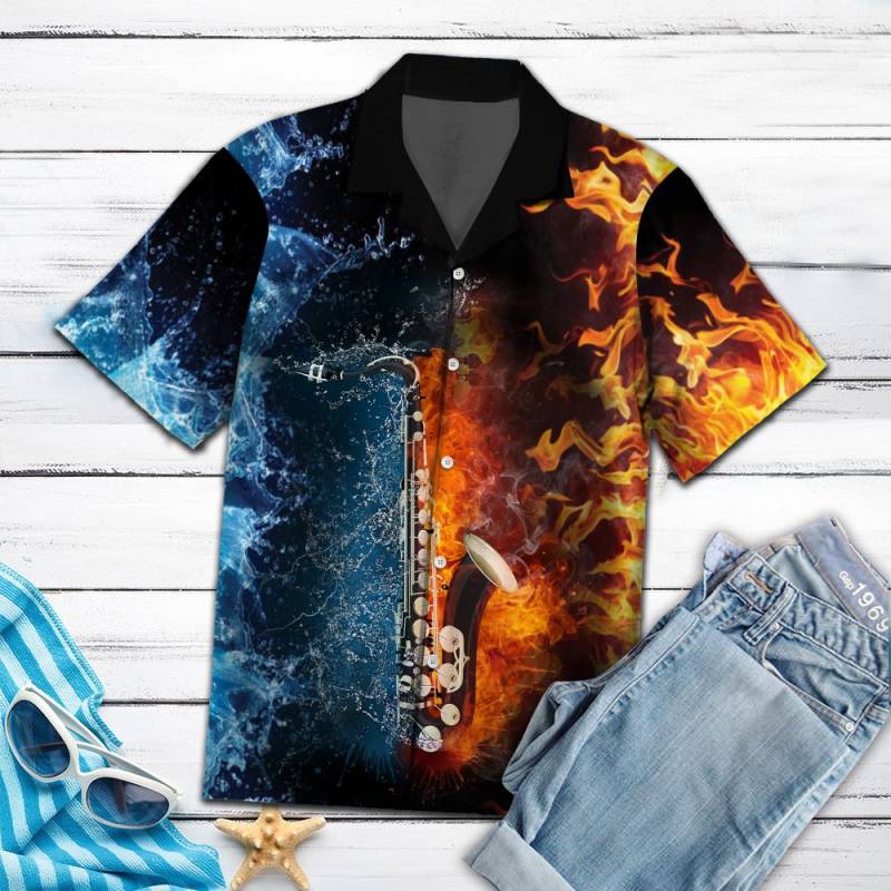 Amazing Saxophone With Water And Fire HT29709 – Hawaiian Shirt