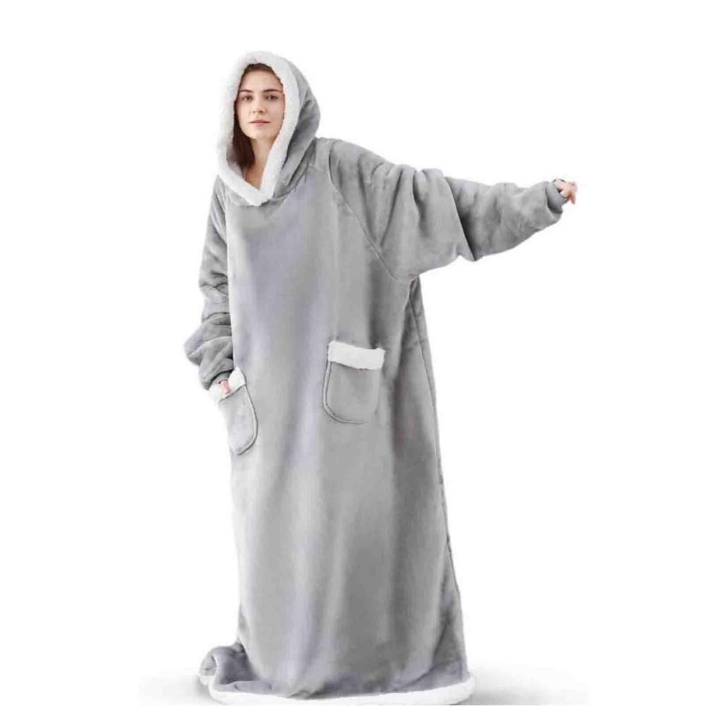 Blanket Hoodie – Warm And Cozy Oversized Blanket With Sleeves Long-Length Wearable Fleece Blanket Sweatshirt For Women Men Teen alx