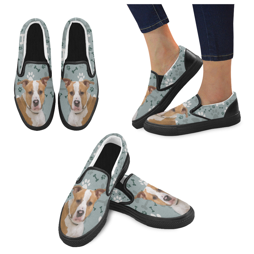 American Staffordshire Terrier Black Women’s Slip-on Canvas Shoes