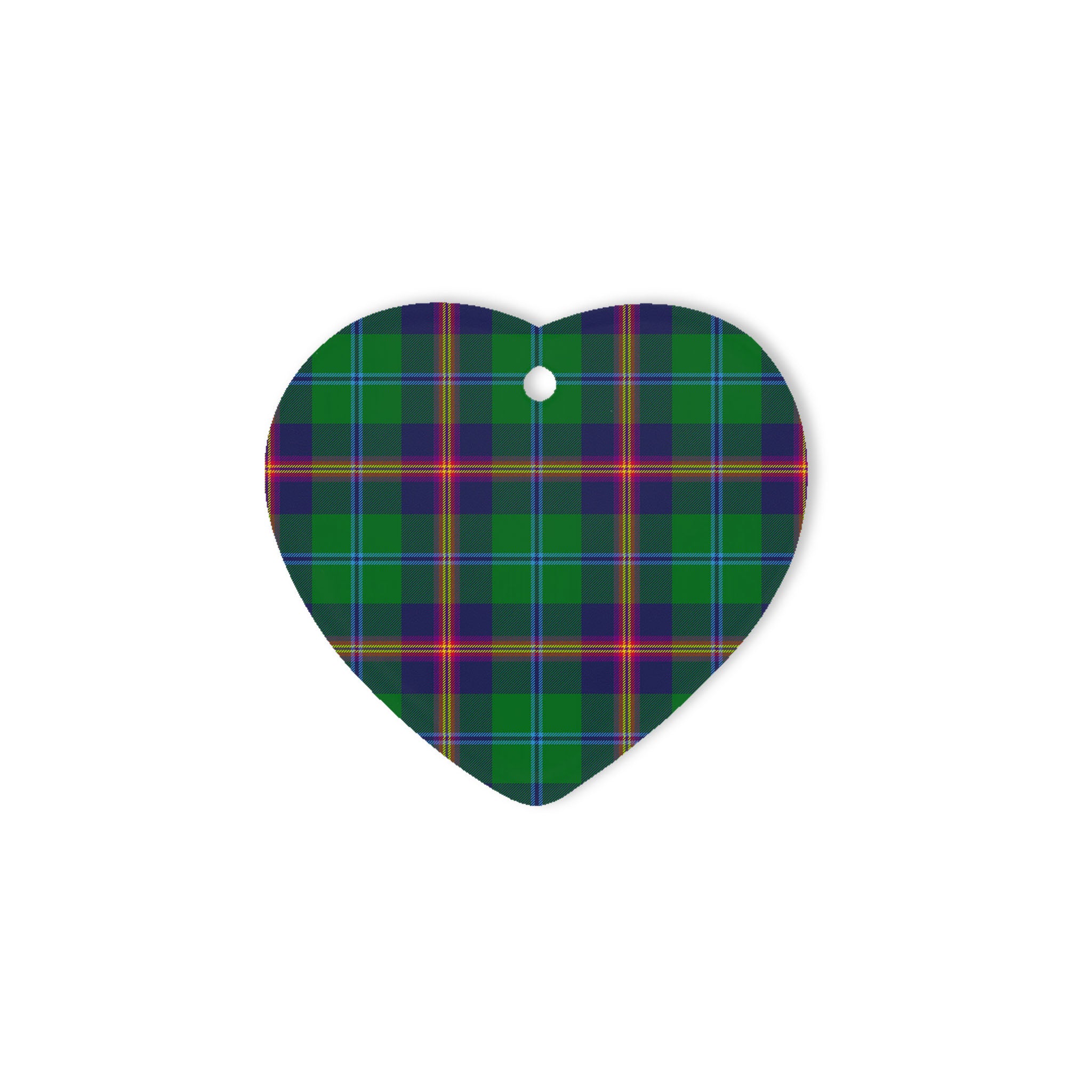 Young Tartan Heart Ornaments, Christmas Tree Ornament, Plaid Christmas Ornaments, Ceramic Heart Christmas Tree Decoration