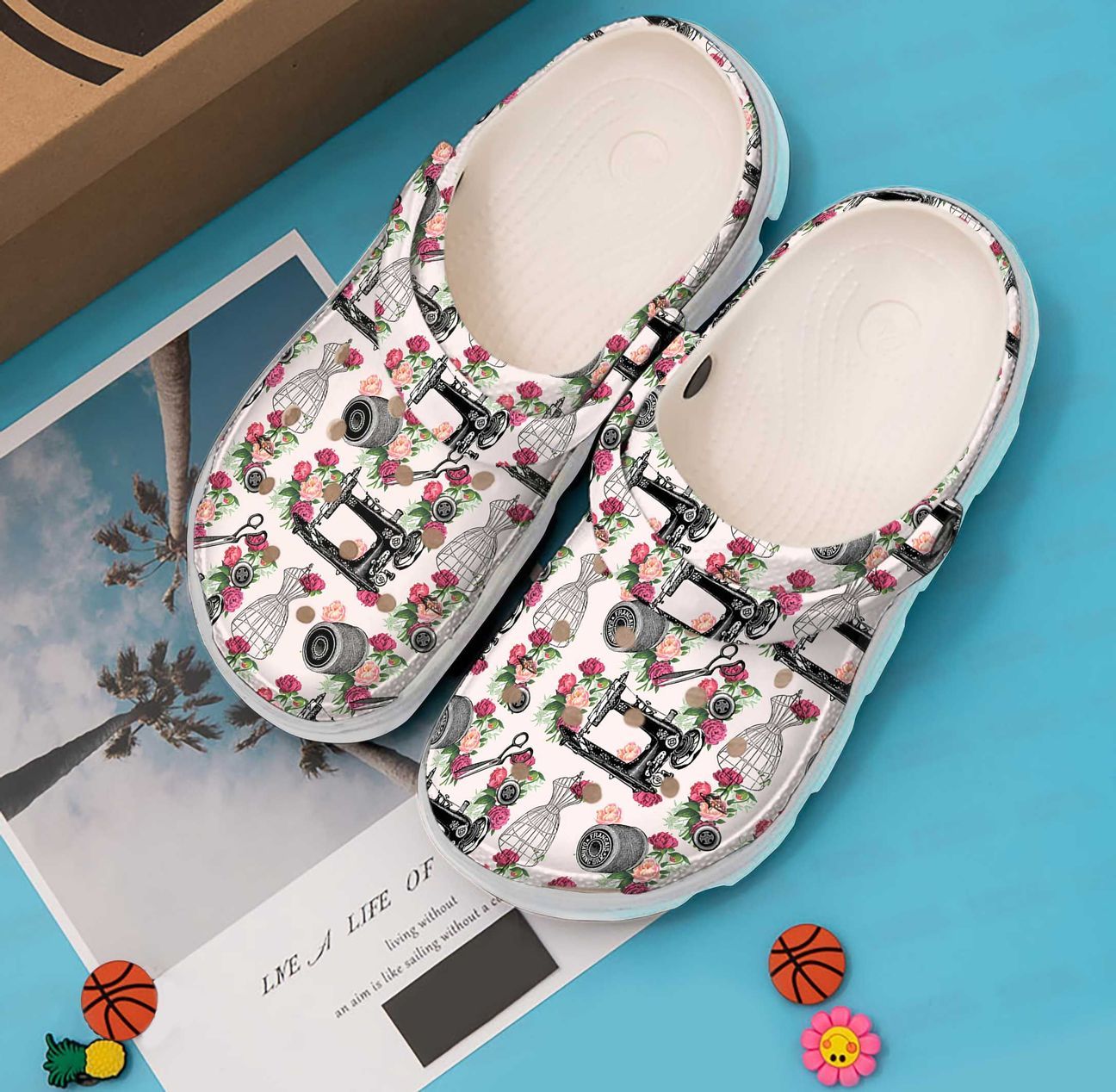 Sewing Personalized Clog, Custom Name, Text, Color, Number Fashion Style For Women, Men, Kid, Print 3D Floral Sewing Pattern