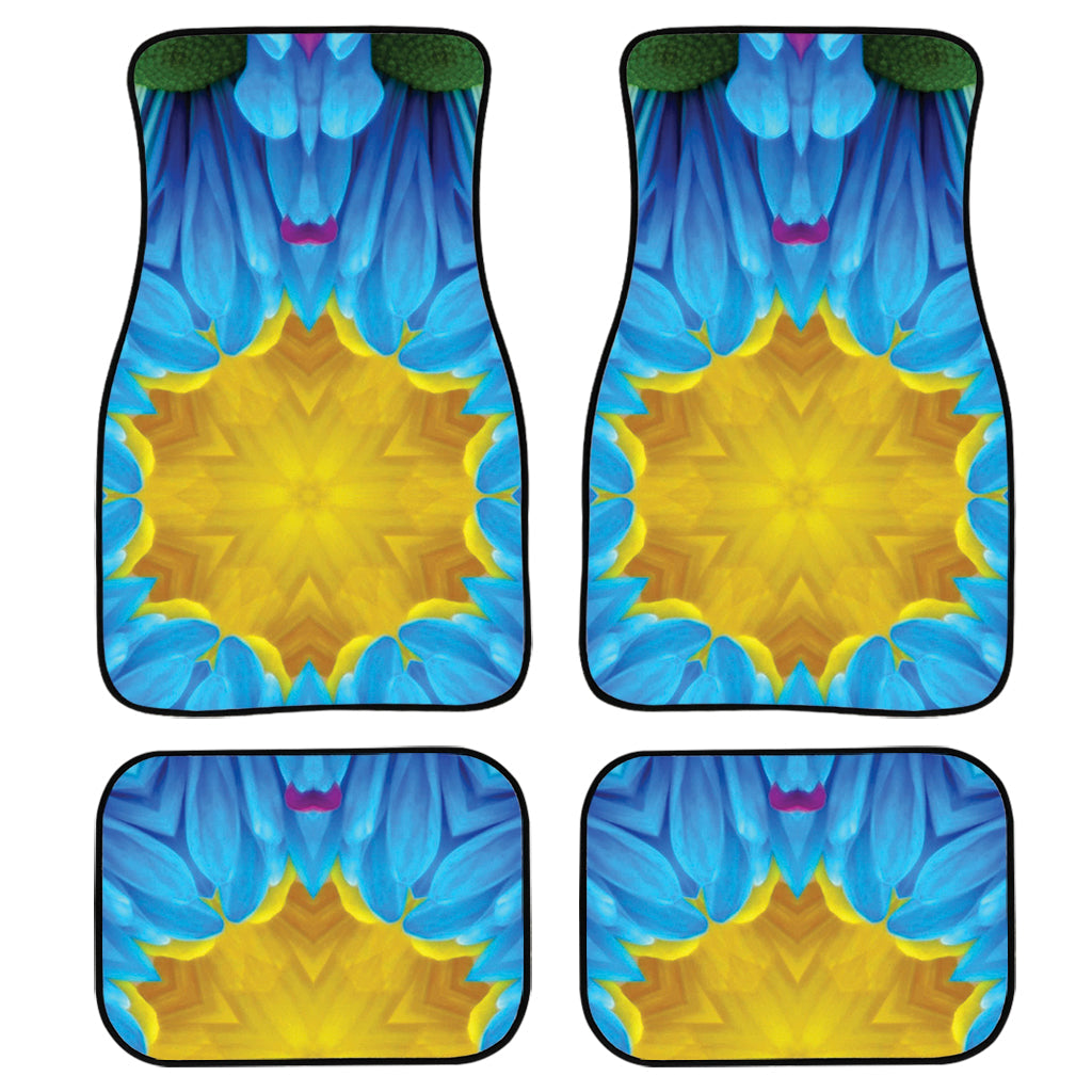 Blue And Pink Flowers Kaleidoscope Print Front And Back Car Floor Mats, Front Car Mat