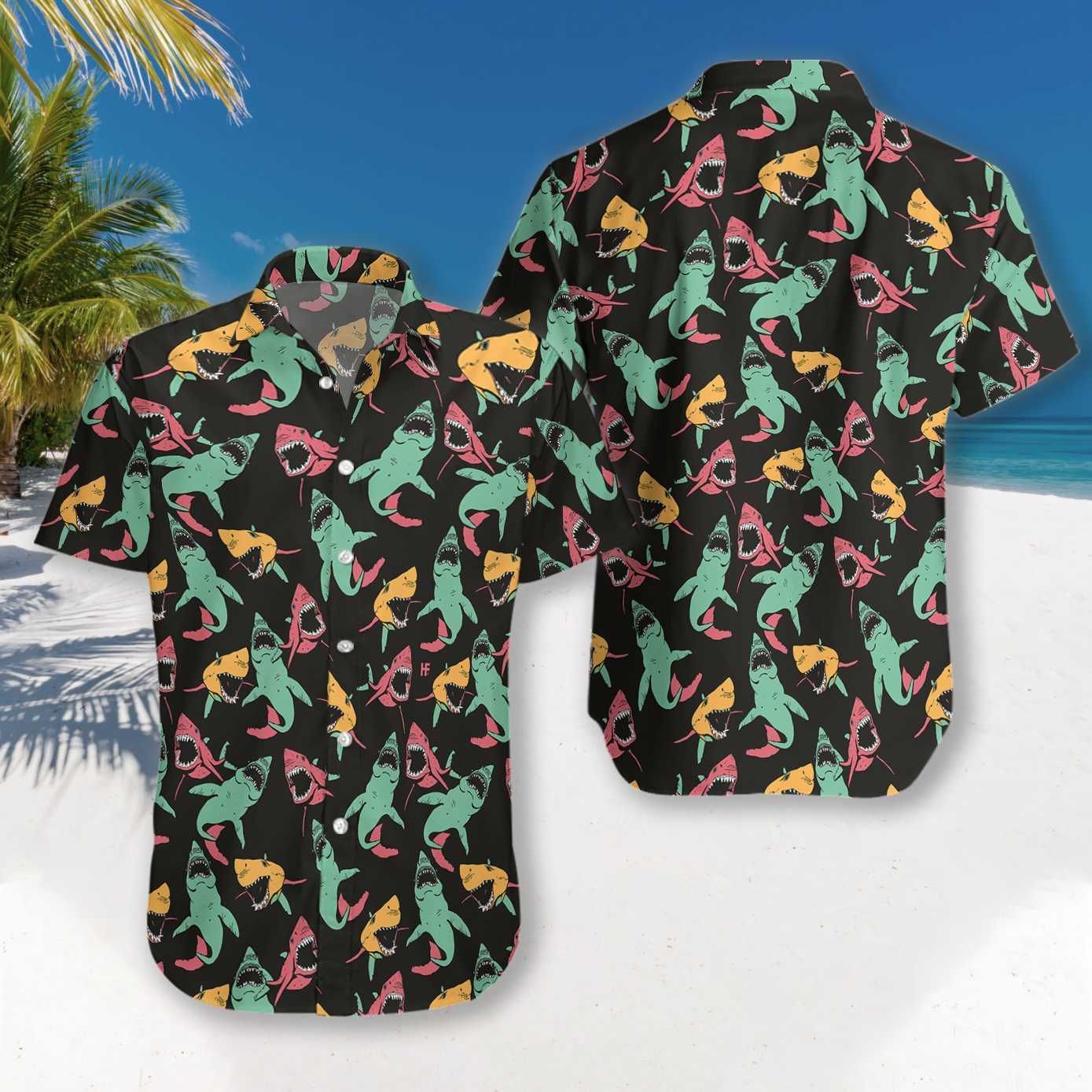 Beach Shirt Felacia [Hawaii Shirt] Shark Pattern -Zh5356