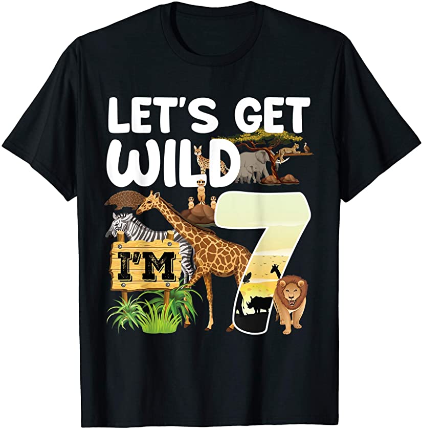 7 Year Old Zoo Birthday Safari Jungle Animal 7th B-day T-Shirt