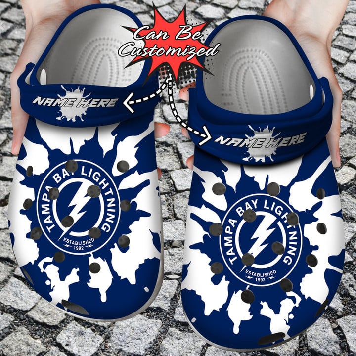 Hockey Crocss – Personalized Tb Lightning Color Splash Clog Shoes