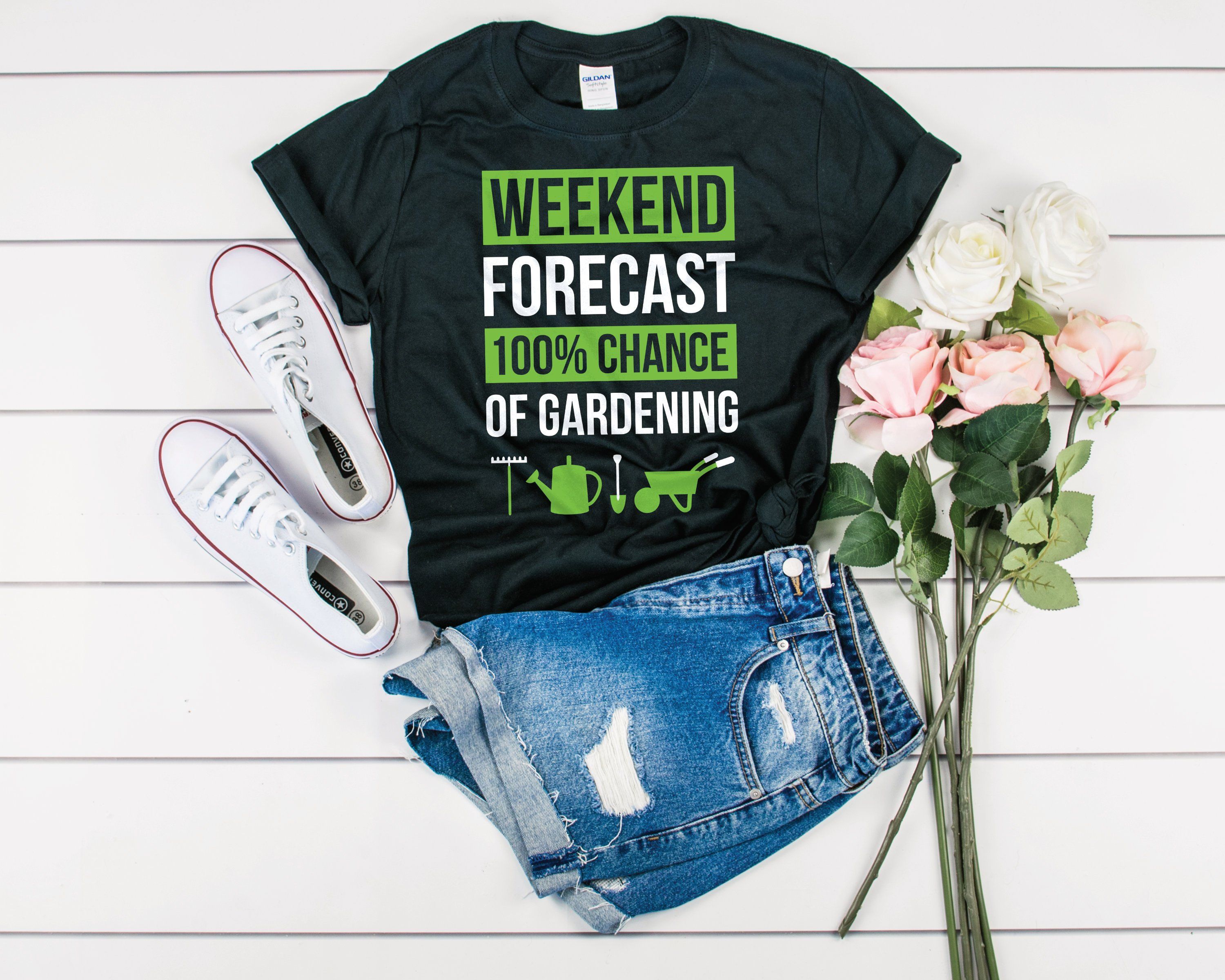 Weekend Forecast 100% Chance of Gardening 2D T-shirt