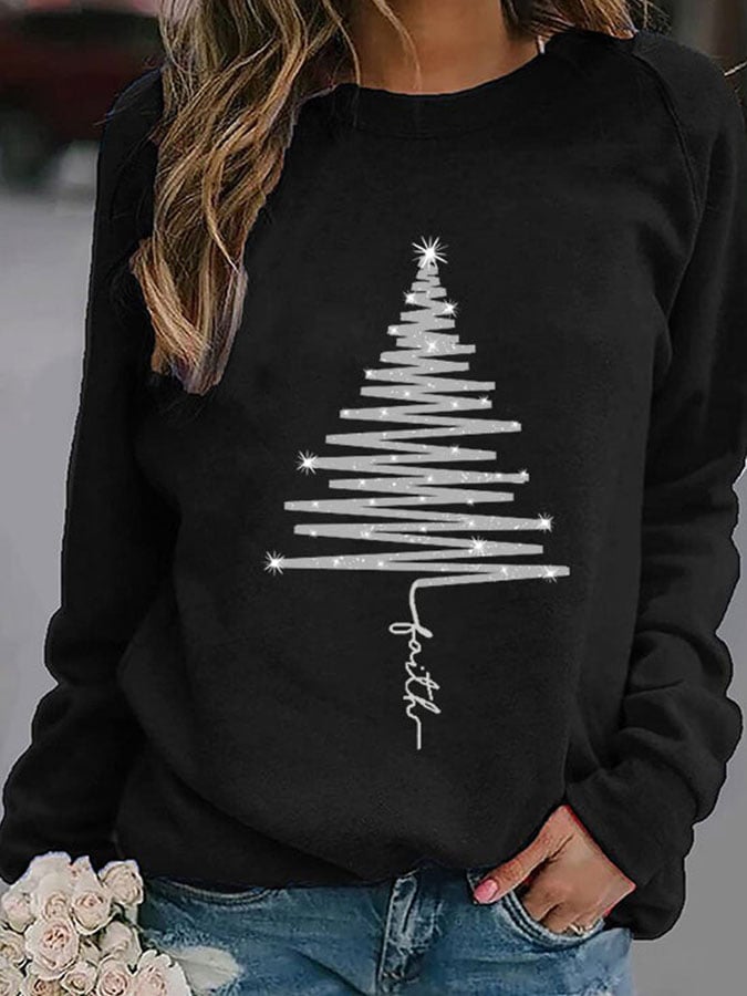 Fashion Christmas Lighthouse Print Long Sleeve Sweatshirt