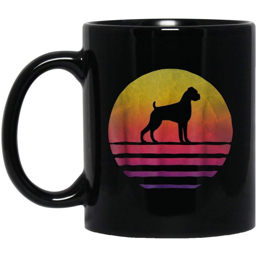 Boxer Dog Mug Retro Vintage 70s Silhouette Breed Gift