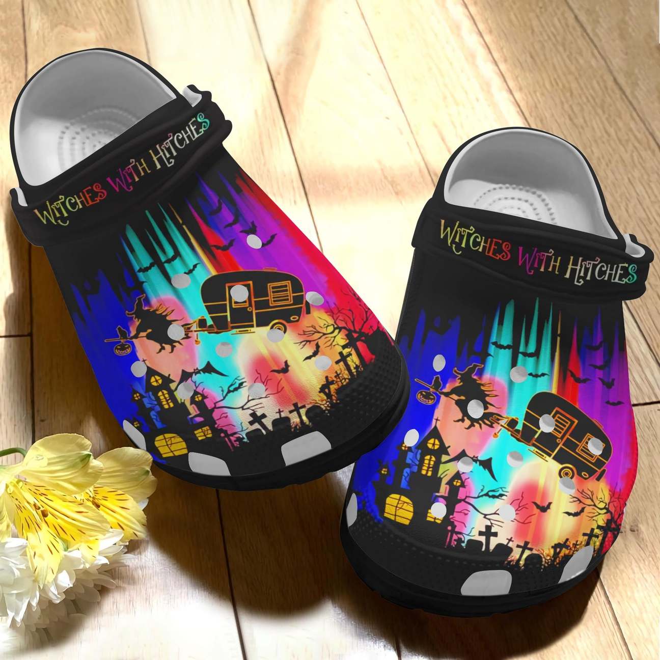 Camping Personalized Clog, Custom Name, Text, Color, Number Fashion Style For Women, Men, Kid, Print 3D Witches With Hitches