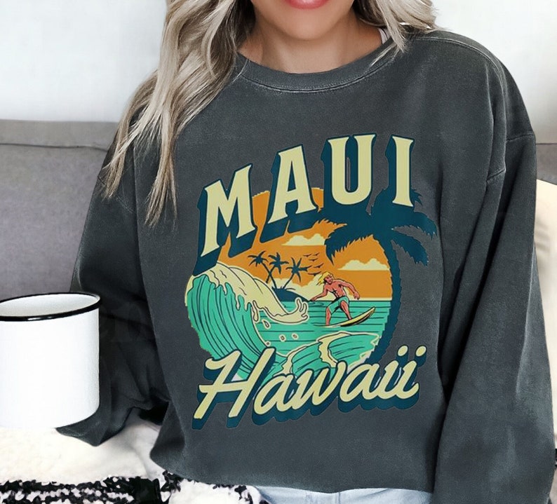 Maui Strong Sweatshirt, Lahaina Banyan Tree Sweatshirt, Maui Hawaii Shoreline Sweatshirt, Wildfire Relief, All Profits Donated Support Maui Fire Victims Sws1864