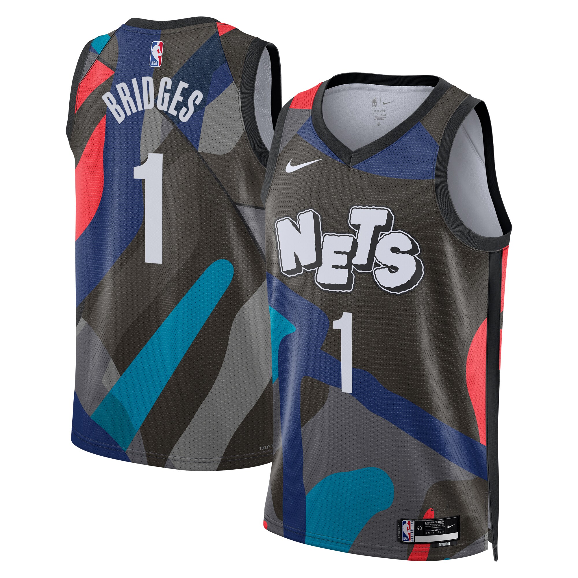 Brooklyn Nets City Edition Swingman Jersey 23 – Black – Mikal Bridges – Unisex