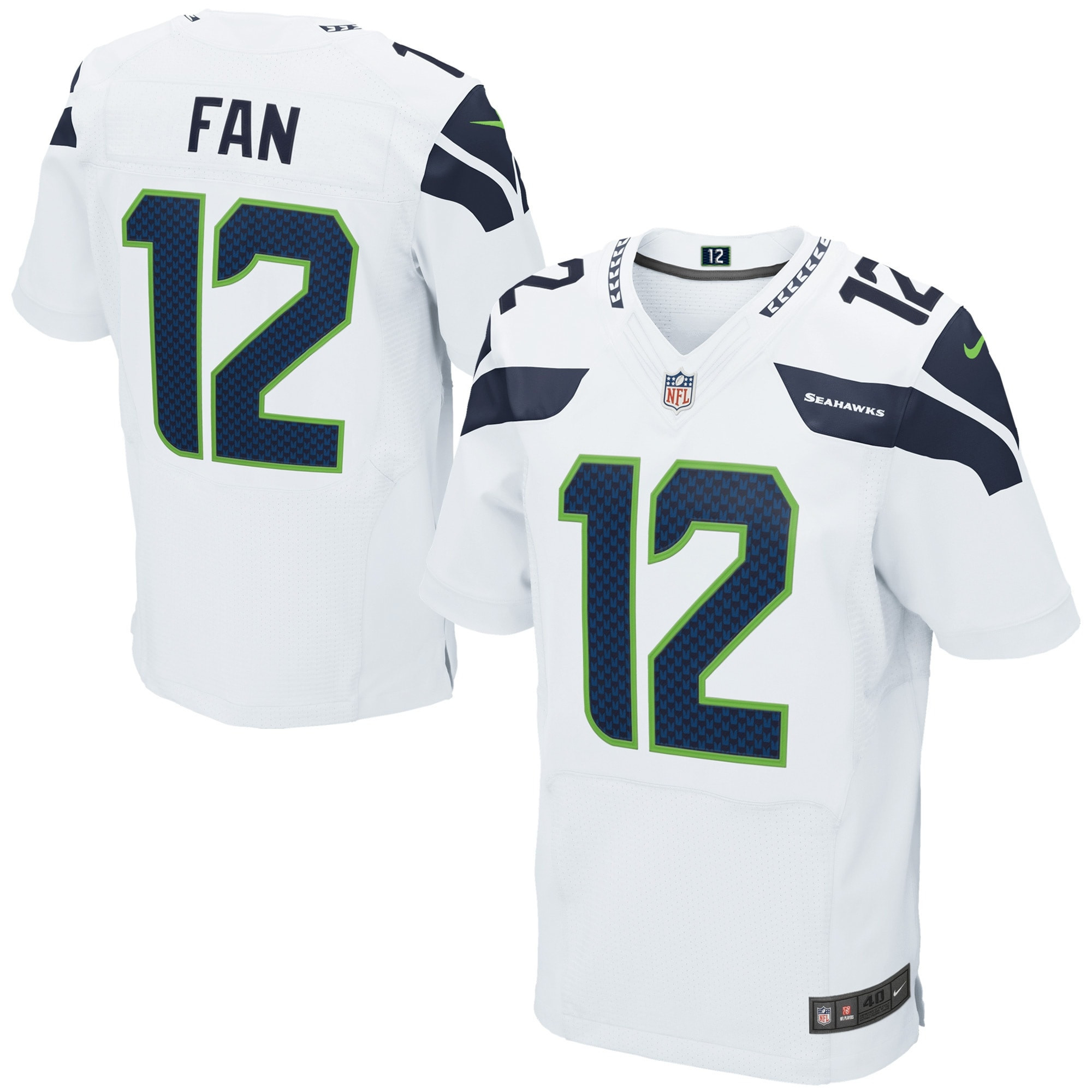 12s Seattle Seahawks Elite Jersey – White NFL