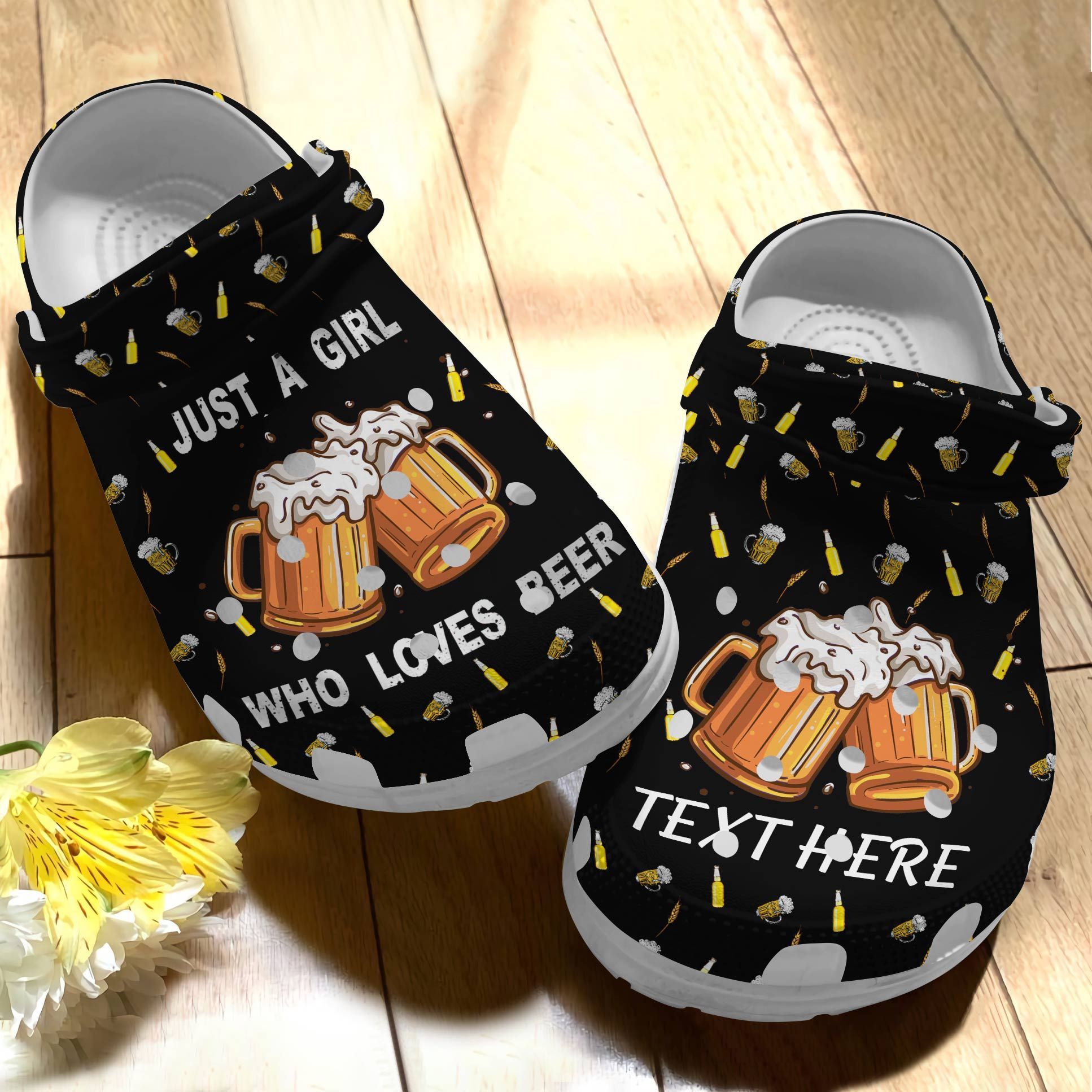 Beer Personalized Clog Whitesole Just A Girl Who Loves Beer Clogs Clogband Clog