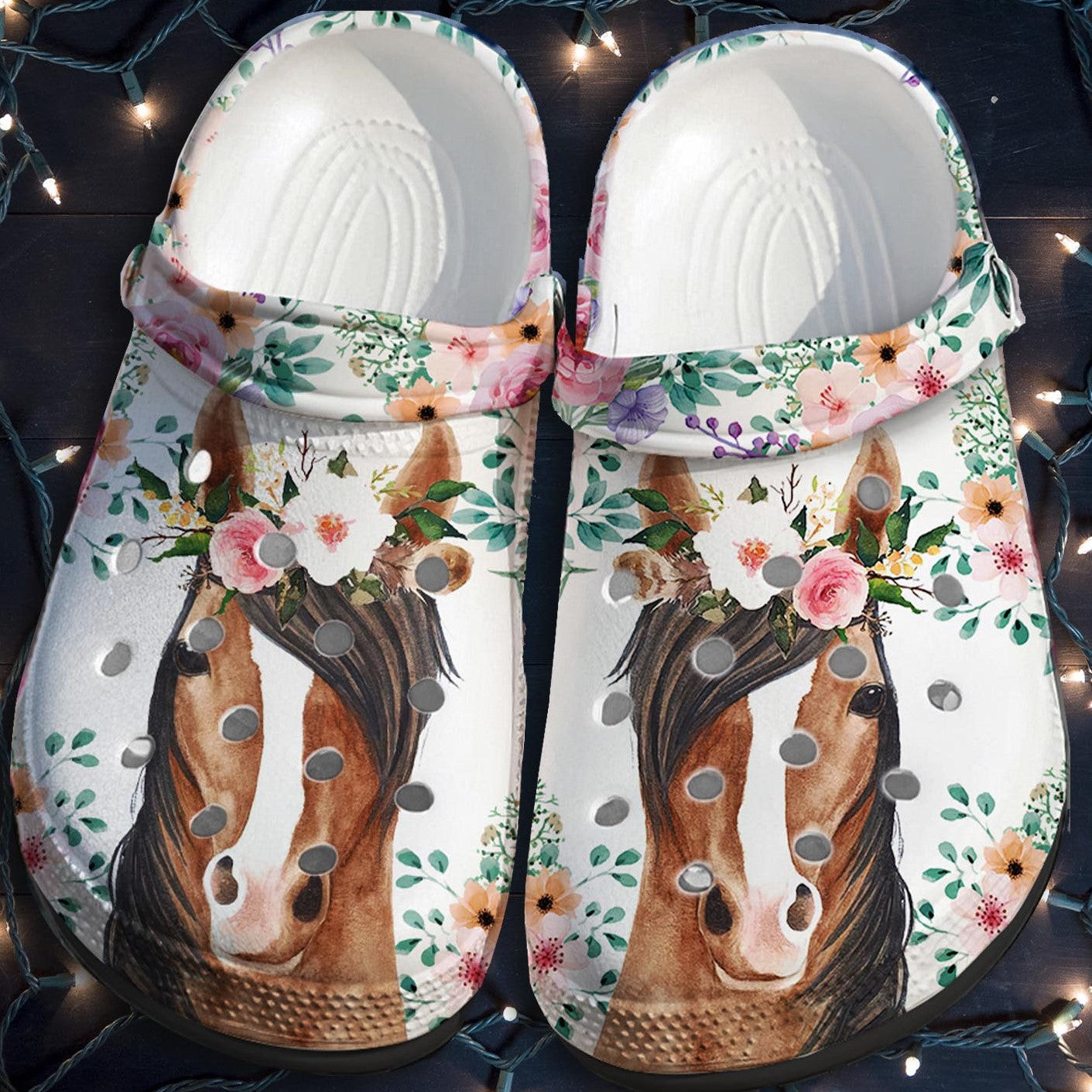 Horses Flower Custom Shoes Funny Gifts For Horse Girl – Girl Love Horses Beach Shoes Christmas Gift For Women Daughter Mom