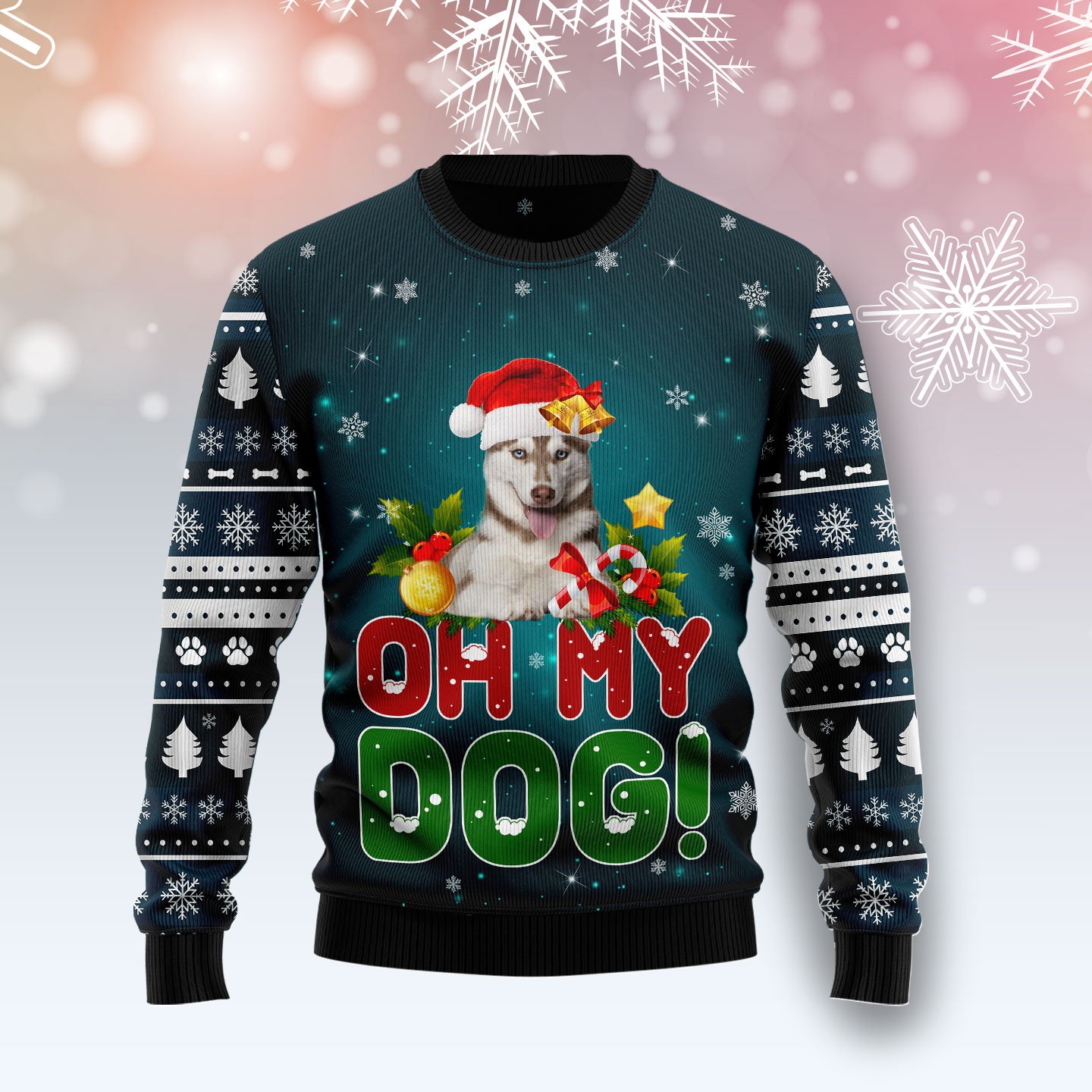 Siberian Husky Oh My Dog! TY2311 unisex womens & mens, couples matching, friends, funny family ugly christmas holiday sweater gifts (plus size available)