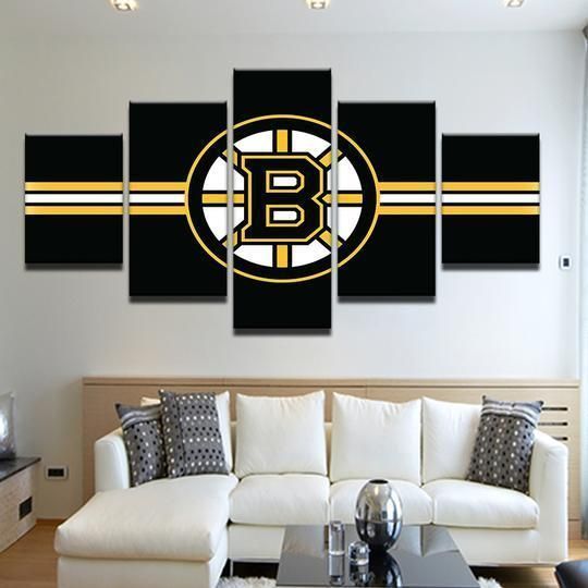 Boston Bruins 21- Sport 5 Panel Canvas Art Wall Decor