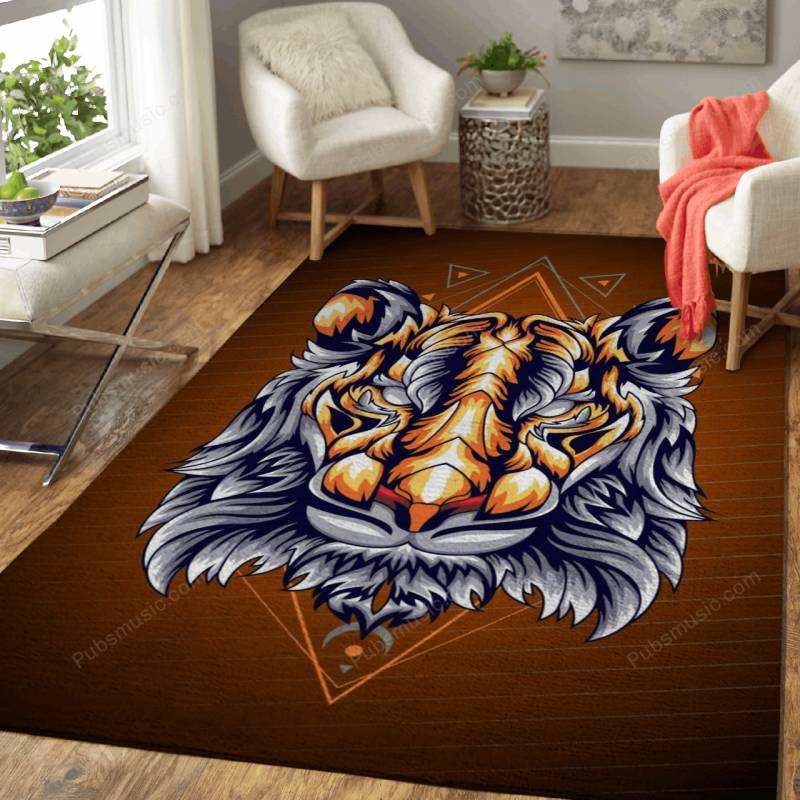 TIGER HEAD RETRO – Geometric Animal V2 Rug Mats – Carpet