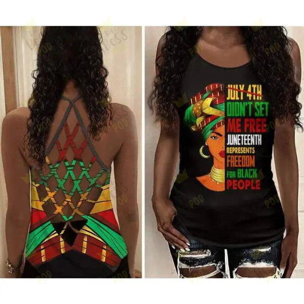 Gift For Black Women – Juneteenth Represents Freedom For Black Girl – Juneteenth Day Camisole 3D Criss-Cross Tank Top