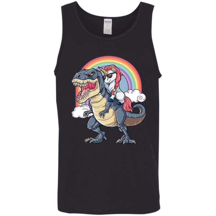 Unicorn Riding Dinosaur T Rex T Shirt Unicorns Rainbow Gifts Mens Tank Top