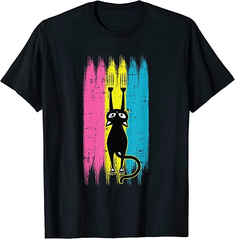 Cat Scratching Pansexual Pride Kitten Kitty LGBT-Q Ally T-Shirt