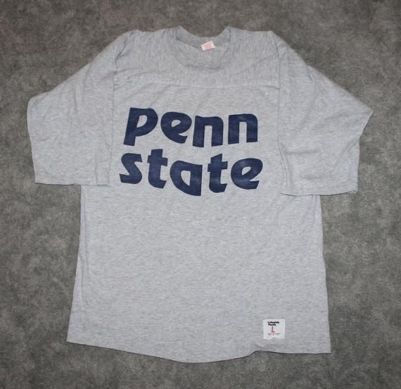 Vintage 80S Clothing University Of Penn State Nittany Lion Psu Football Menedium Oversized Womens Retro College Half Sleeve Shirt