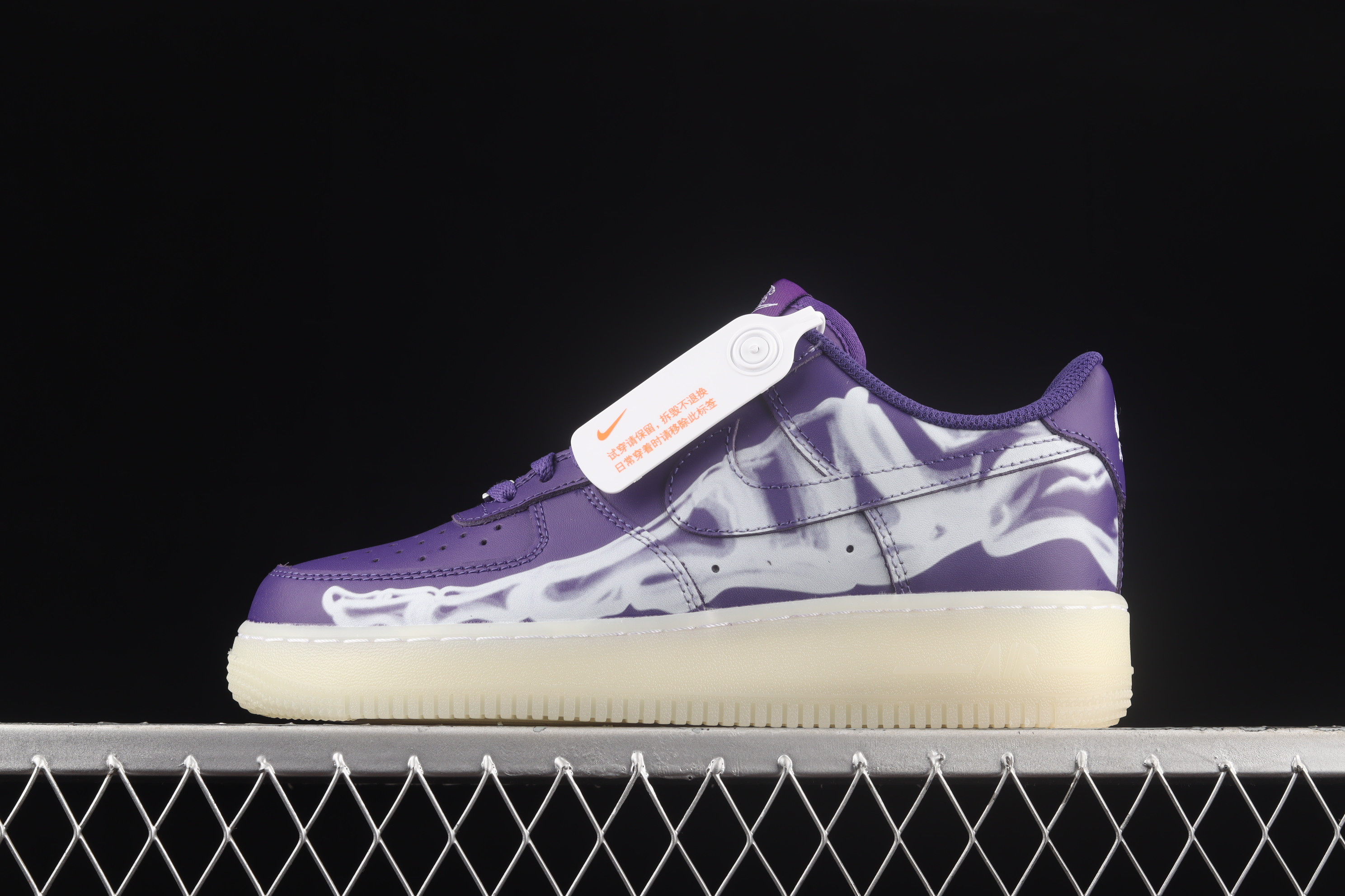 Nike Air Force 1 Low ’07 QS Purple Skeleton Halloween Sneakers, Women SNK118641767