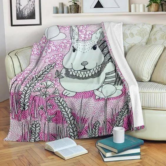 Rabbit Sherpa Fleece Blanket