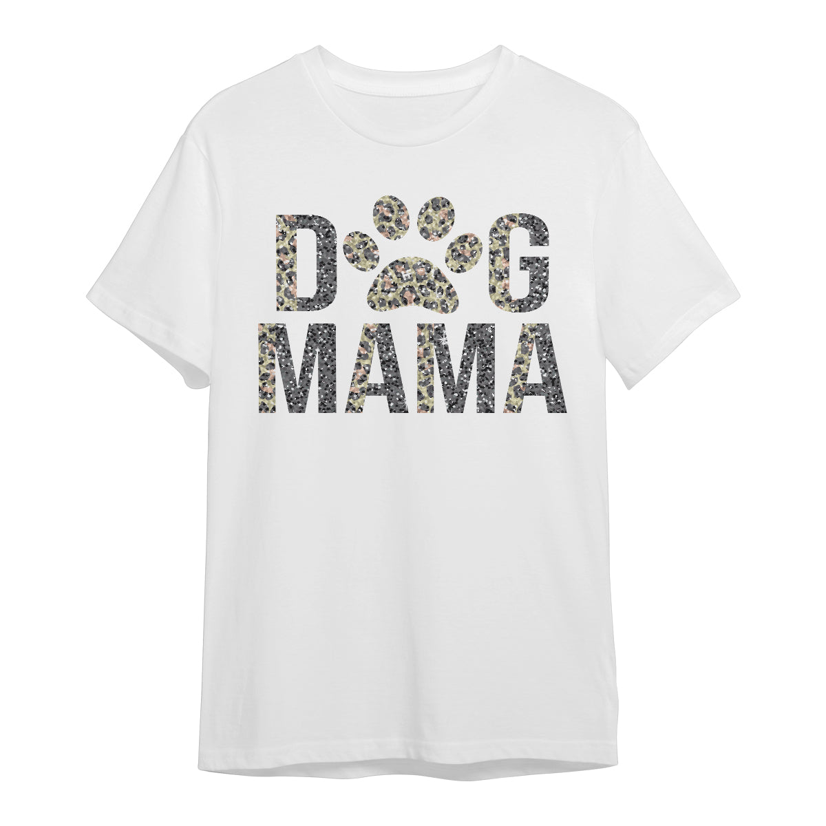 Dog Mama Half Leopard Glitter Unisex O-Neck T-Shirt, Dog Mom T-Shirt For Women, Best Gift For Dog Lover