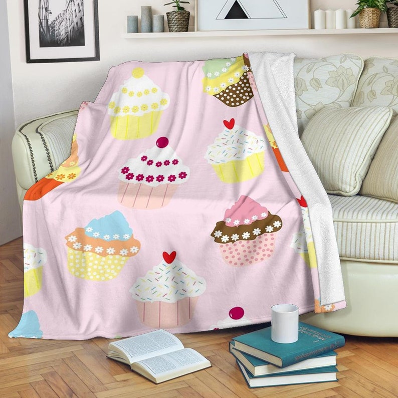 Cupcakes Blanket, Cupcakes Throw Blanket, Cupcakes Fleece Blanket, Cupcakes Cozy Blanket, Cupcakes Adult Blanket, Cupcakes Kid Blanket, Fleece Blanket, Sherpa Blanket