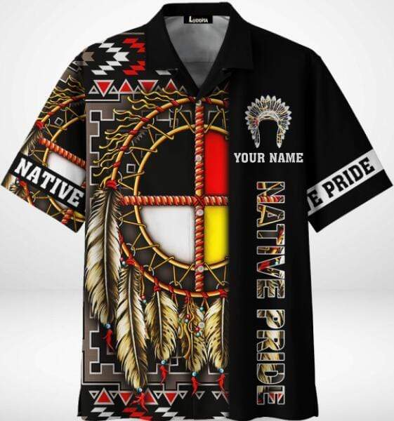 Personalized Name Native American Medicine Wheel Dreamcatcher Hawaii Shirt Ha48530