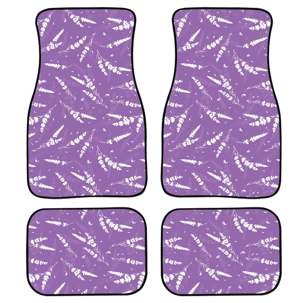 Purple And White Lavender Pattern Print Front And Back Car Floor Mats, Front Car Mat