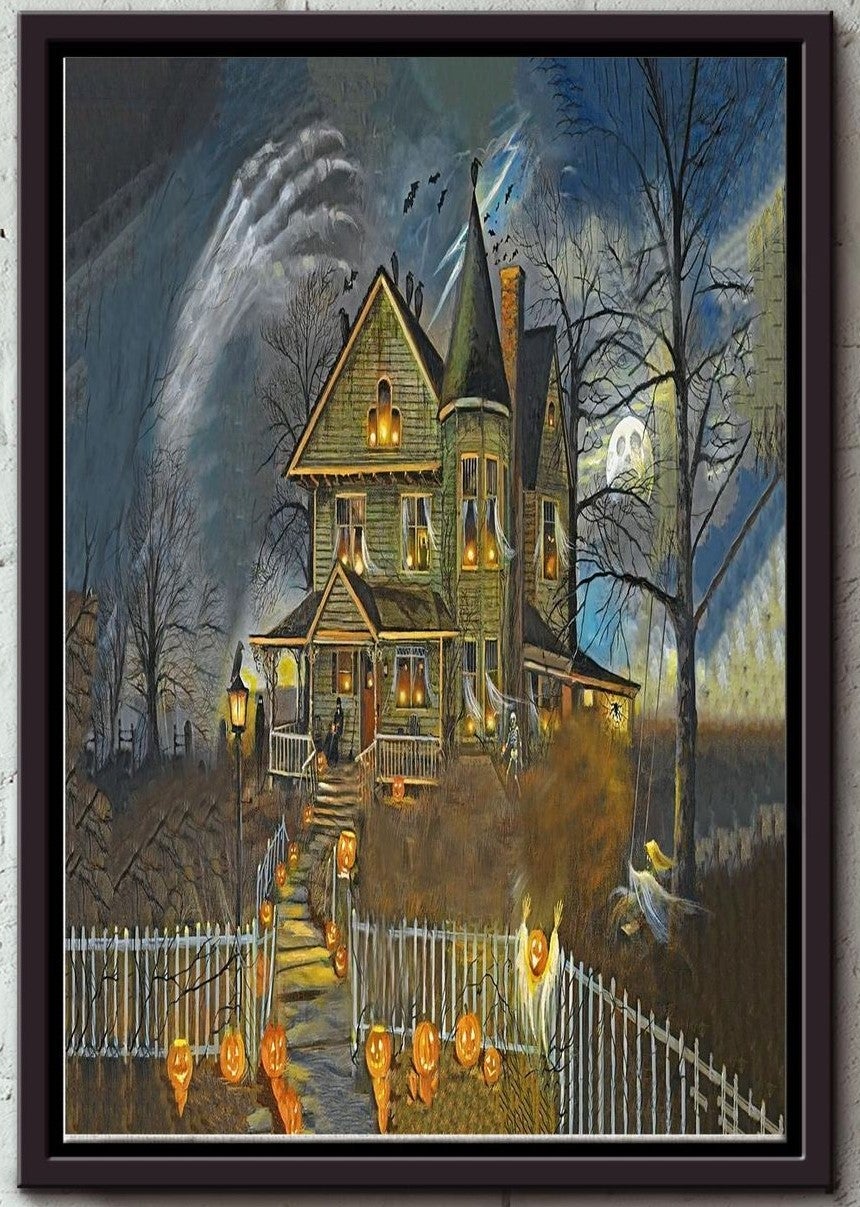 Witch House In Midnight Halloween Canvas And Poster, Canvas Prints, My Poster Wall, Canvas Wall Art, Wall Decor Visual Art, Halloween Gift, Happy Halloween