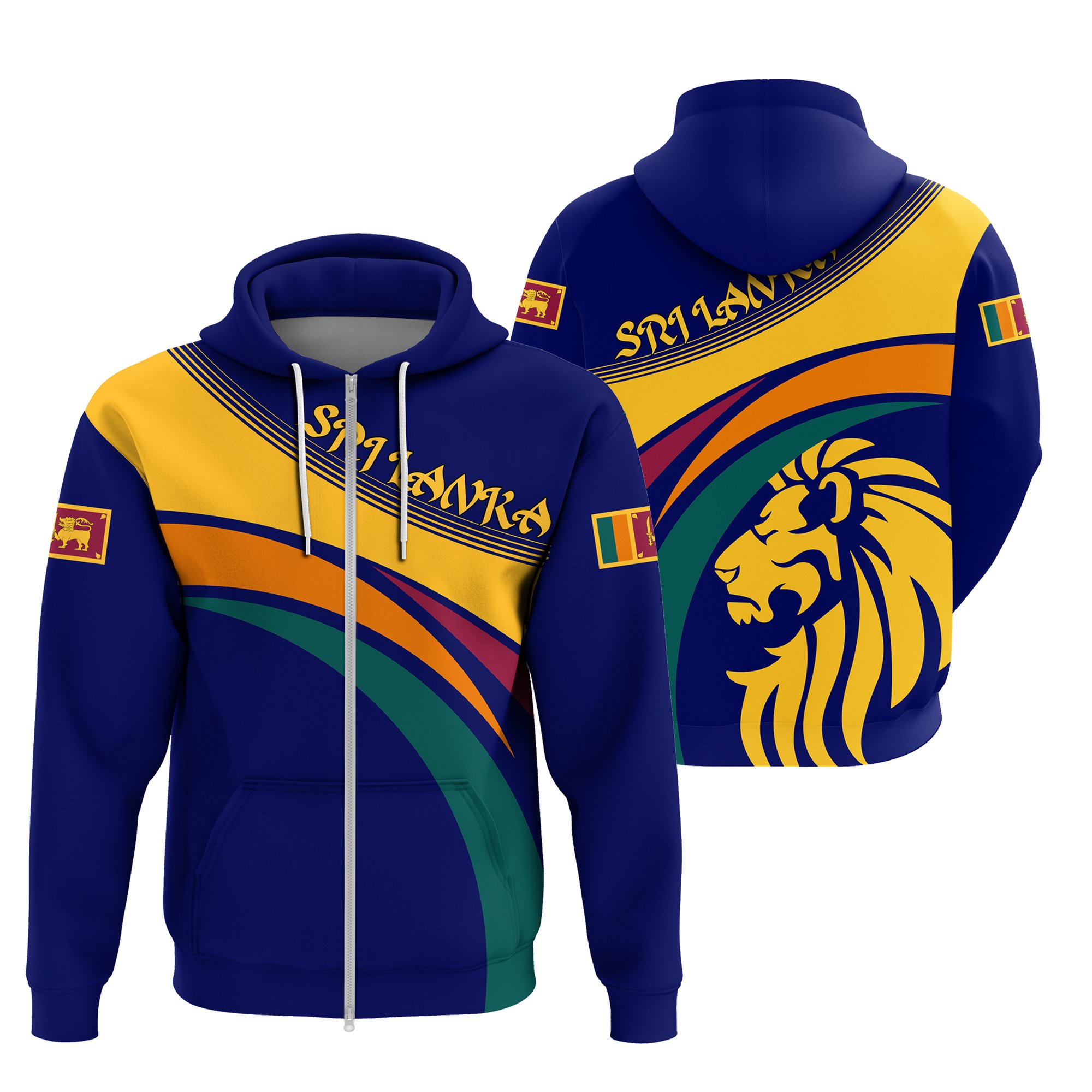 1sttheworld Sri Lanka Lion Zip Hoodie – J5