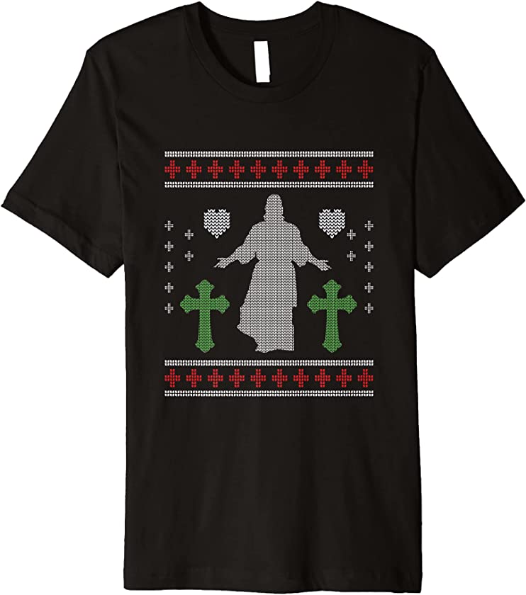 Ugly Christmas Jesus Christ Santa Claus New Year Church God Premium T-Shirt