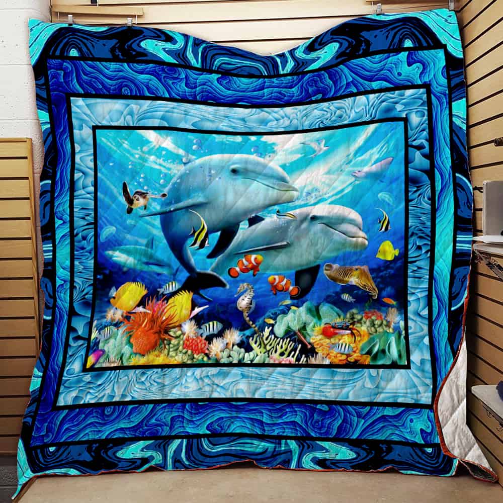 Beautiful Dolphin Quilt Sherpa Fleece Blanket