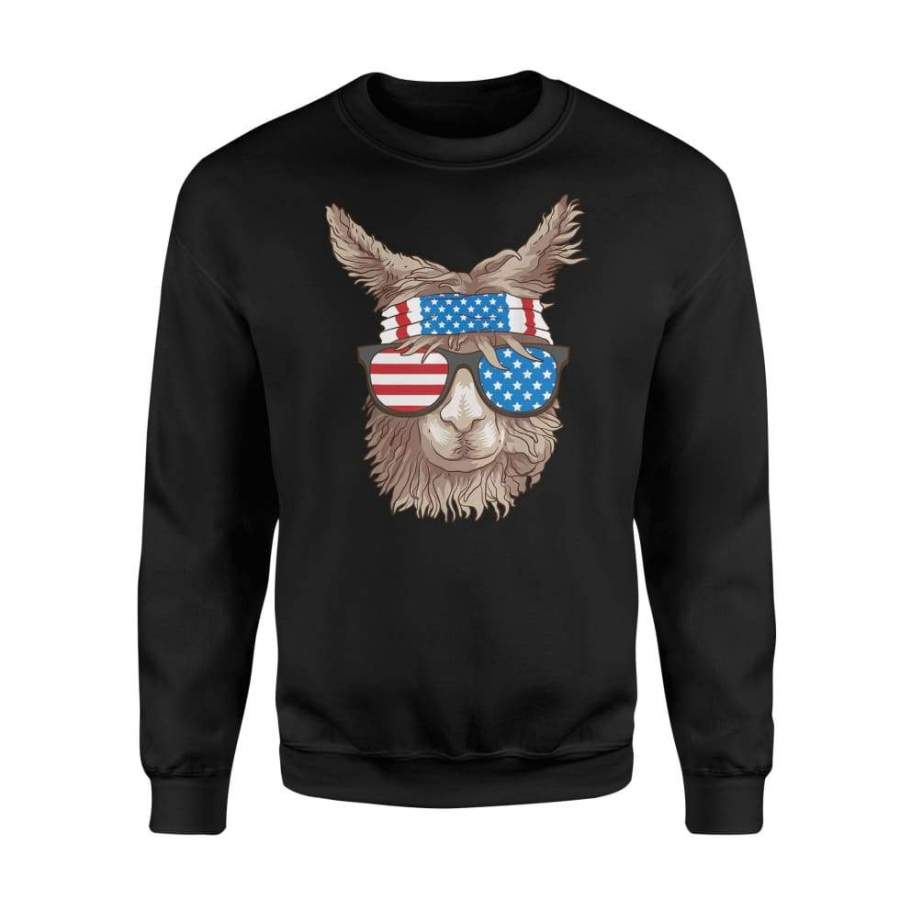 USA Patriotic Llama Cute Animal Lovers Funny America Gift – Standard Fleece Sweatshirt