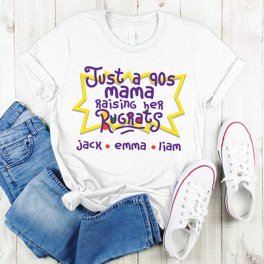 Personalized Mama Raising Her Rugrats Kids Names Shirt