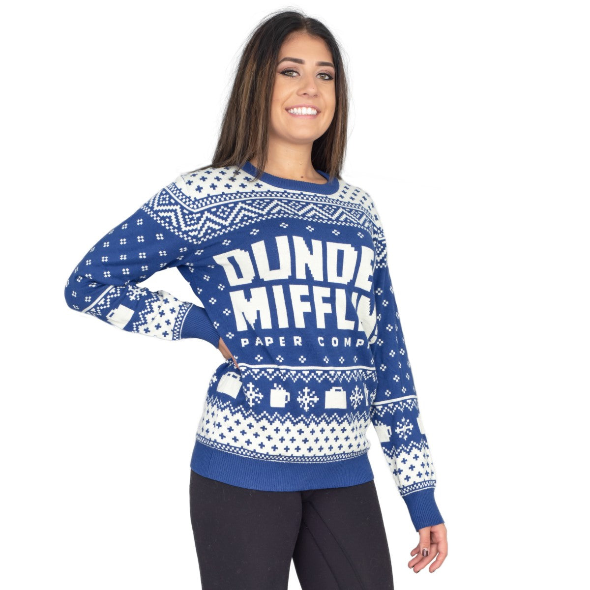 Women’S The Office Dunder Mifflin Blue Ugly Christmas Sweater