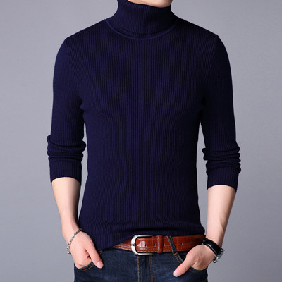 2022 Men Brand High Neck Knitted Pullover Bottoming Shirt New Arrivals Male Fashion Casual Slim Solid Color Stretch Wool Sweater alx