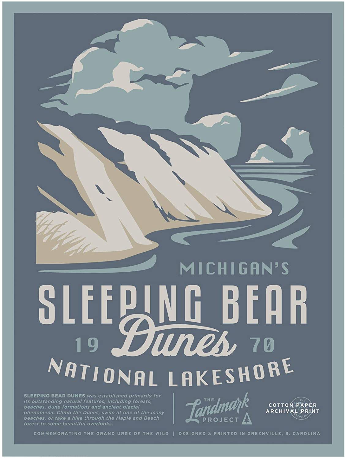 Travel Sleeping Bear Dunes National Lakeshore Visit Michigan Poster Art Print      Home Decor Gift For Men Women Family Friend On Birthday Xmas