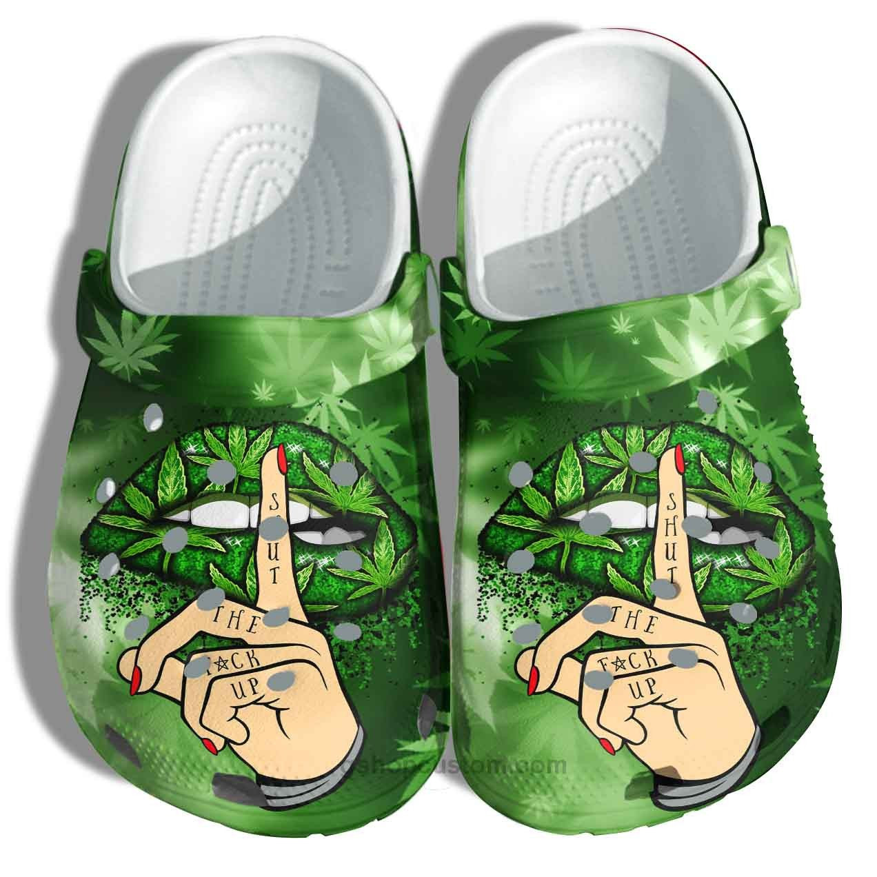 Weed Lip Smoke Croc Shoes – Funny Lipstick Weed Shut Up Crocss Clogs For Men Women Kids