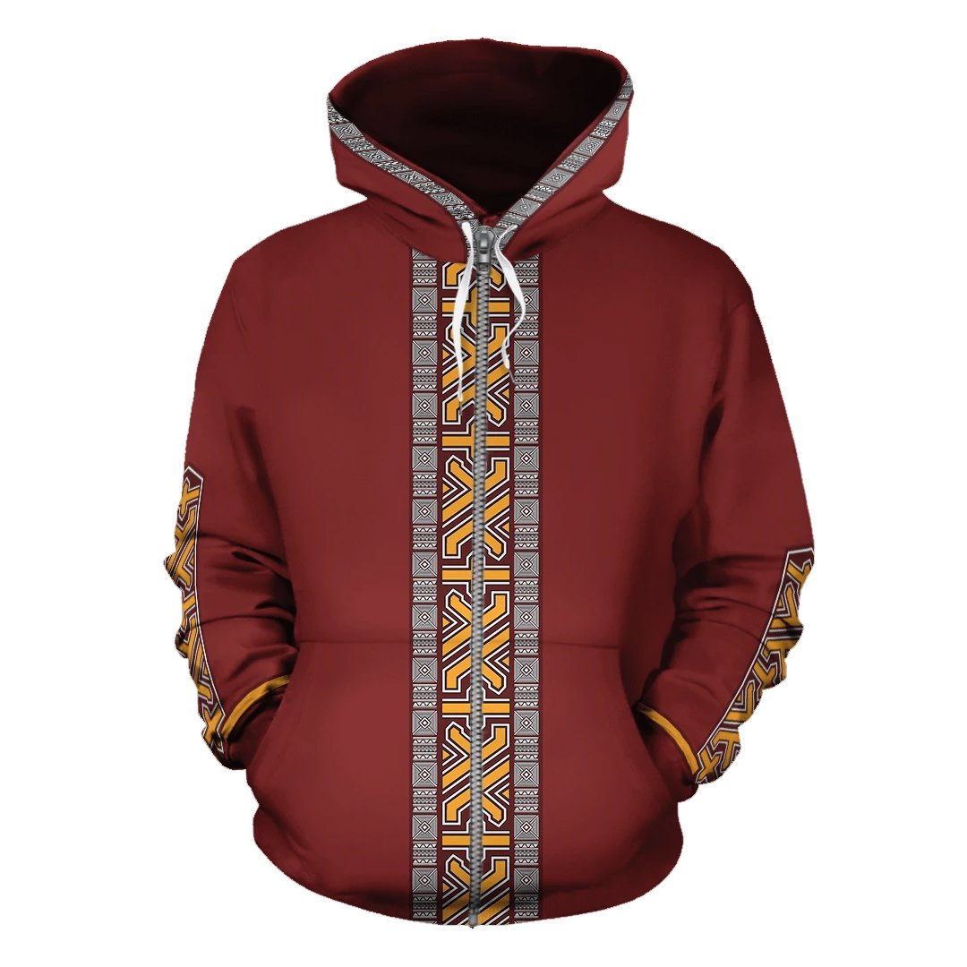 Greek Life Hoodie – Dashiki Brown Line Zip Hoodie