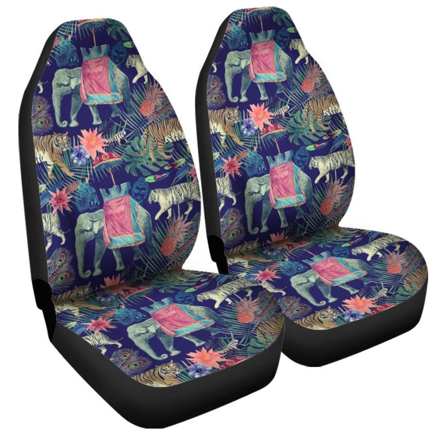 Asian Elephant And Tiger Print Universal Fit Car Seat Covers