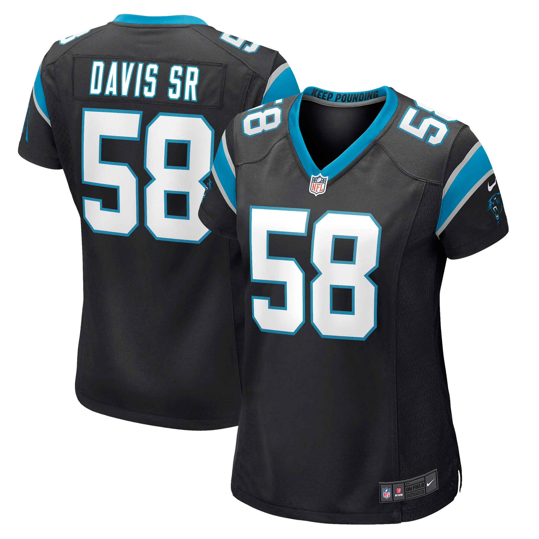 Thomas Davis Sr. Carolina Panthers Womens Player Jersey – Black NFL