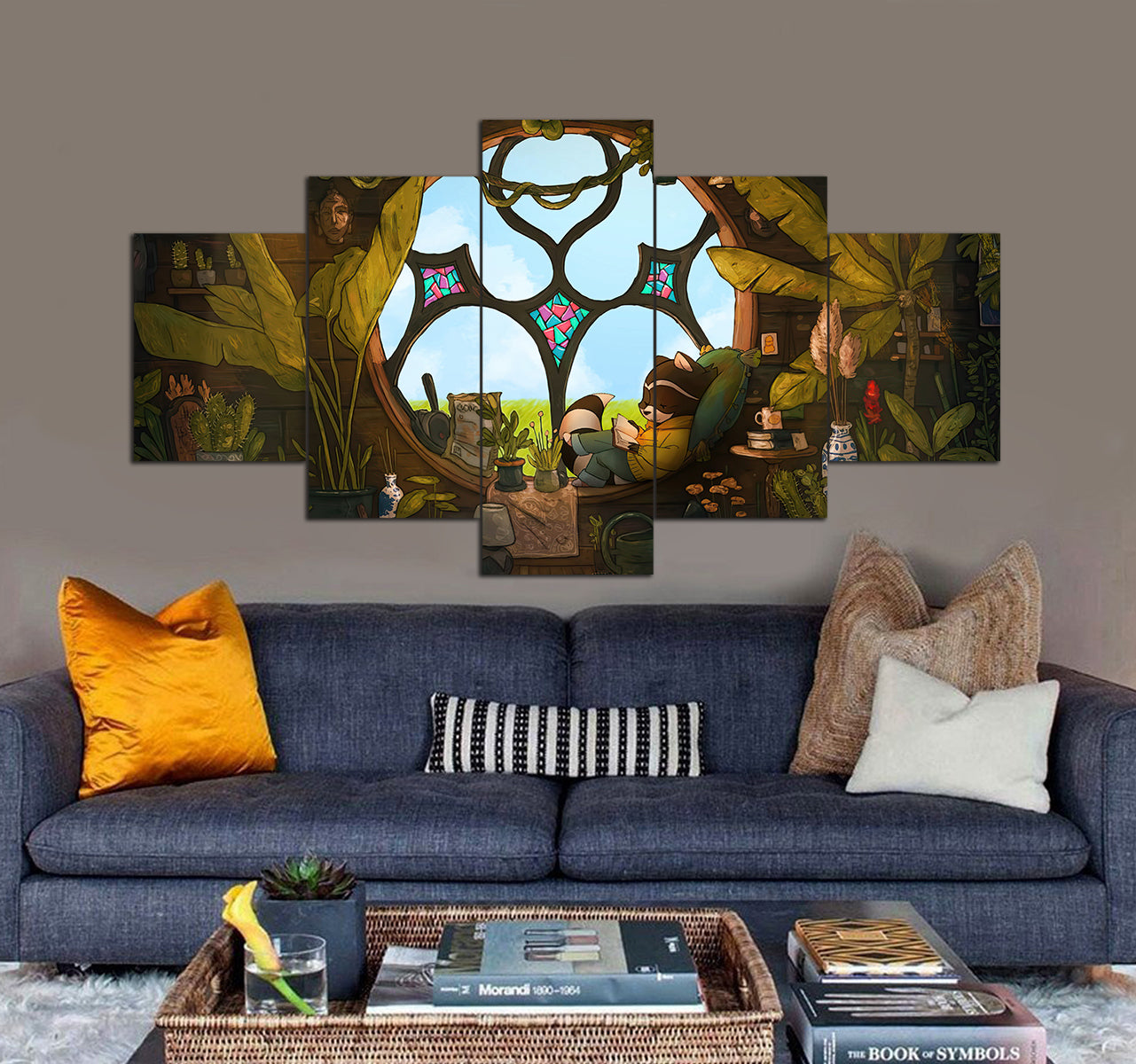 Lofi Art Chillhop Raccoon 3D 5 piece canvas art