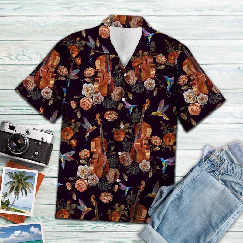 Violin and Hummingbird D2107 – Hawaiian Shirt